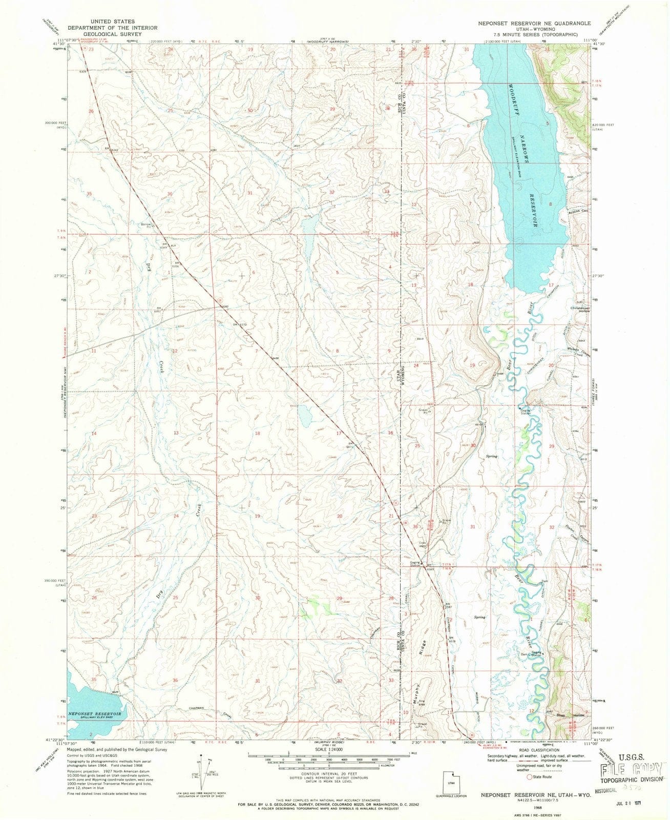 1968 Neponset Reservoir, UT - Utah - USGS Topographic Map