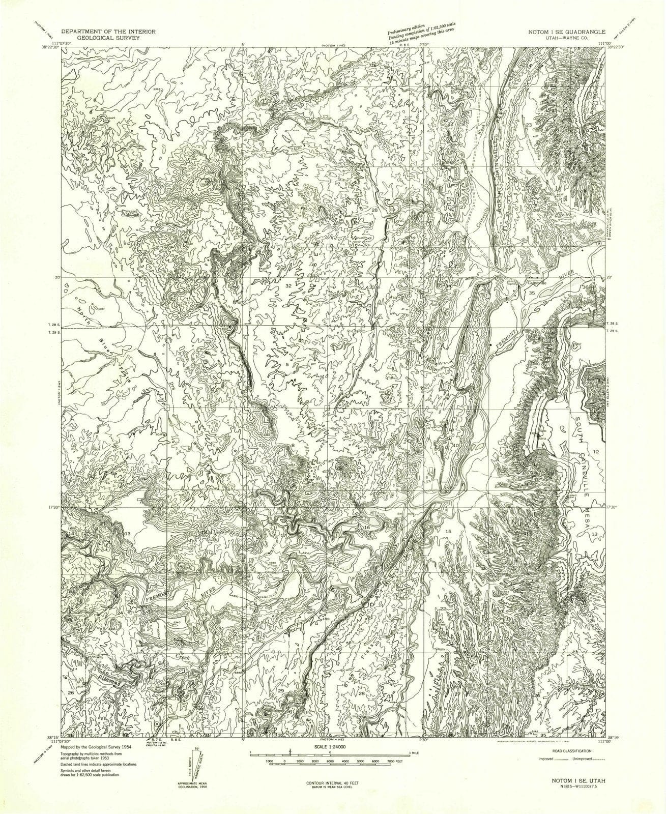 1954 Notom, UT - Utah - USGS Topographic Map v2