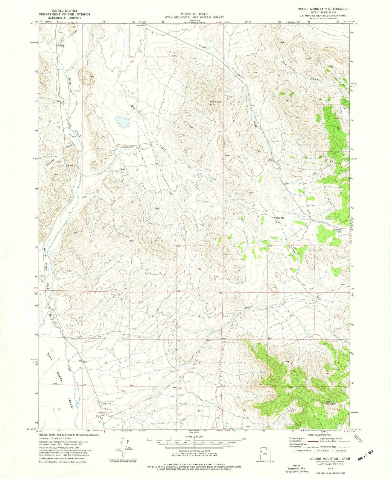 1973 Ochre Mountain, UT - Utah - USGS Topographic Map