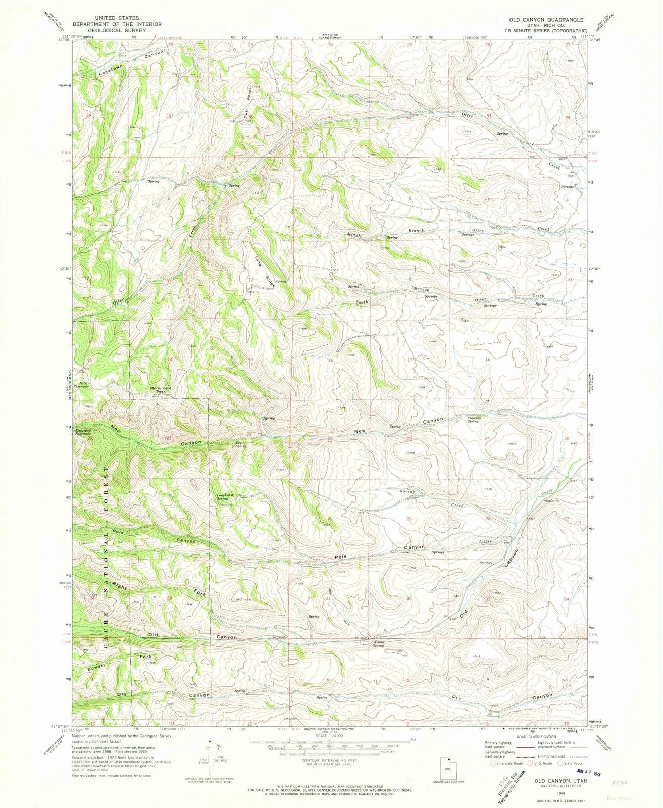 1969 Old Canyon, UT - Utah - USGS Topographic Map
