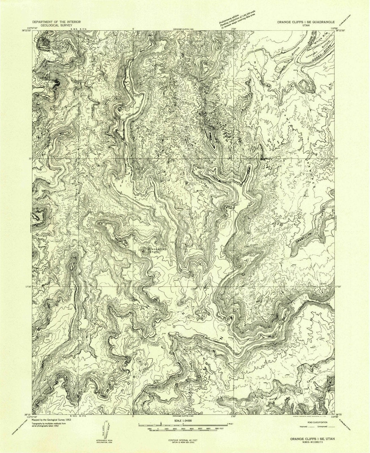1953 Orange Cliffs 1, UT - Utah - USGS Topographic Map v2