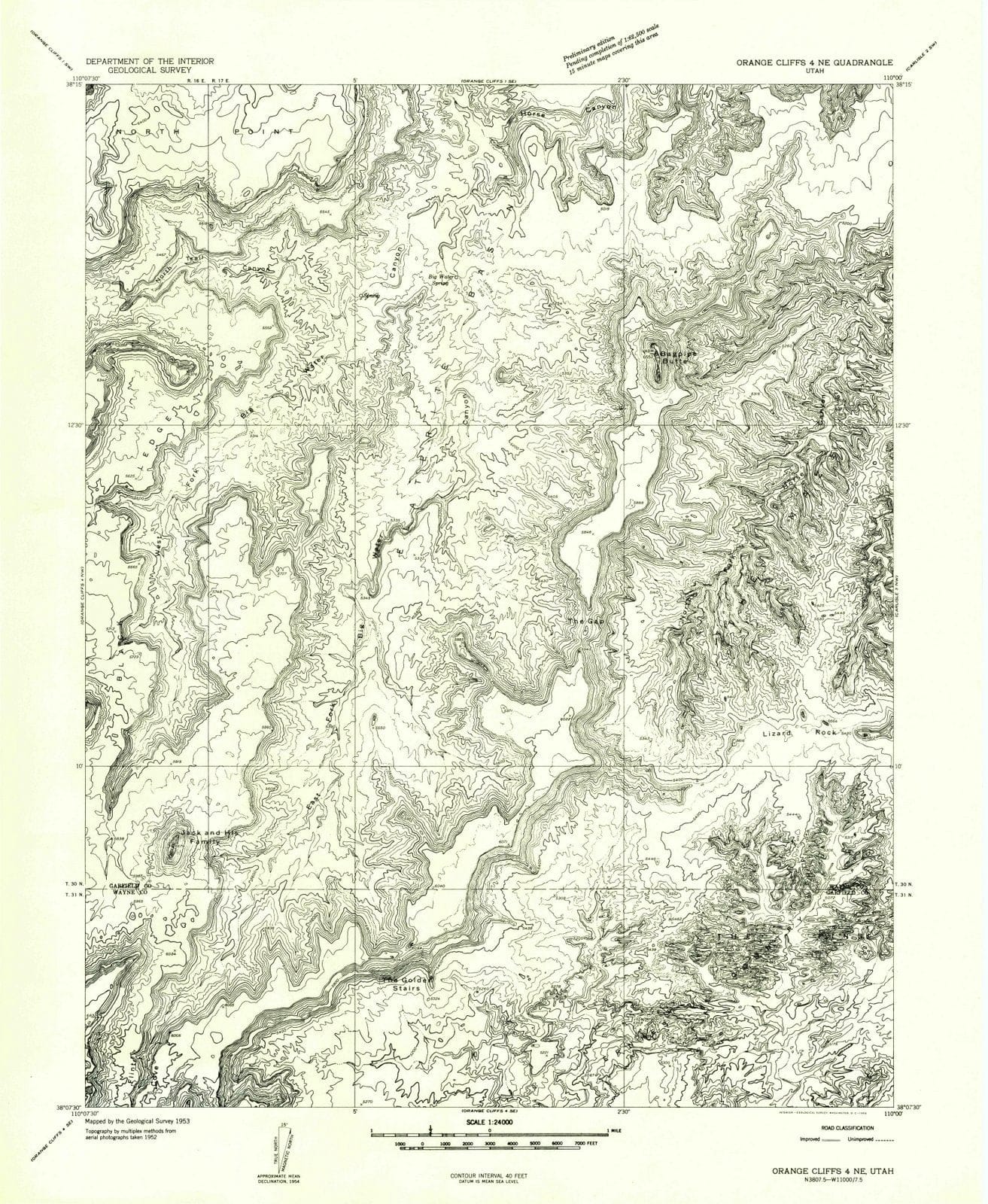 1953 Orange Cliffs 4, UT - Utah - USGS Topographic Map