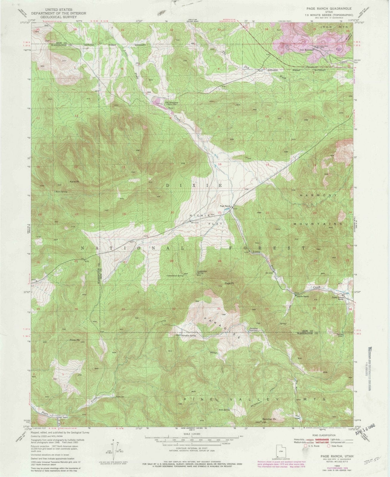 1950 Page Ranch, UT - Utah - USGS Topographic Map
