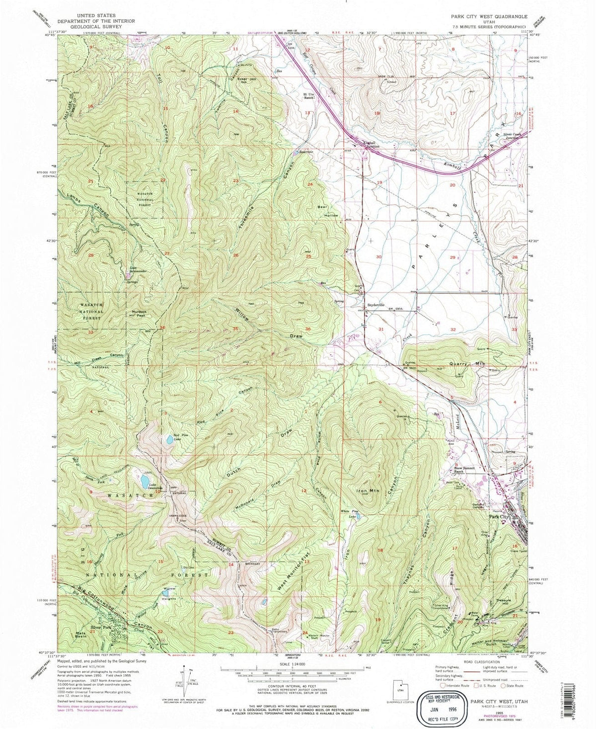 1955 Park City West, UT - Utah - USGS Topographic Map