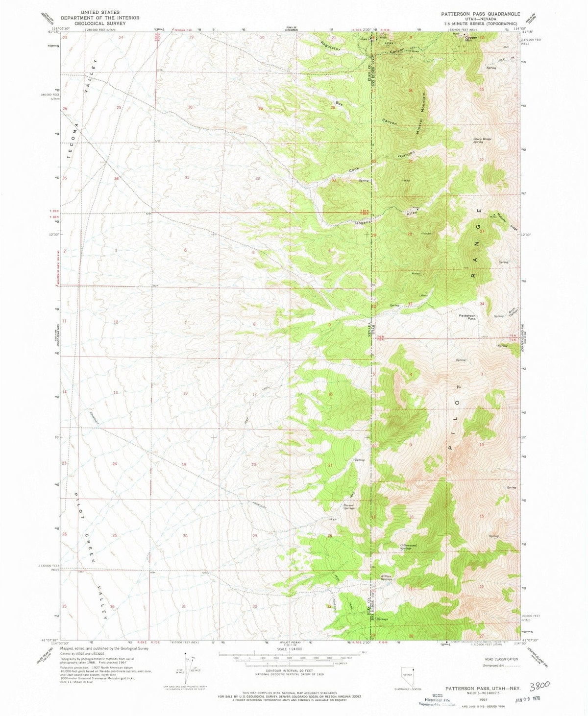 1967 Patterson Pass, UT - Utah - USGS Topographic Map