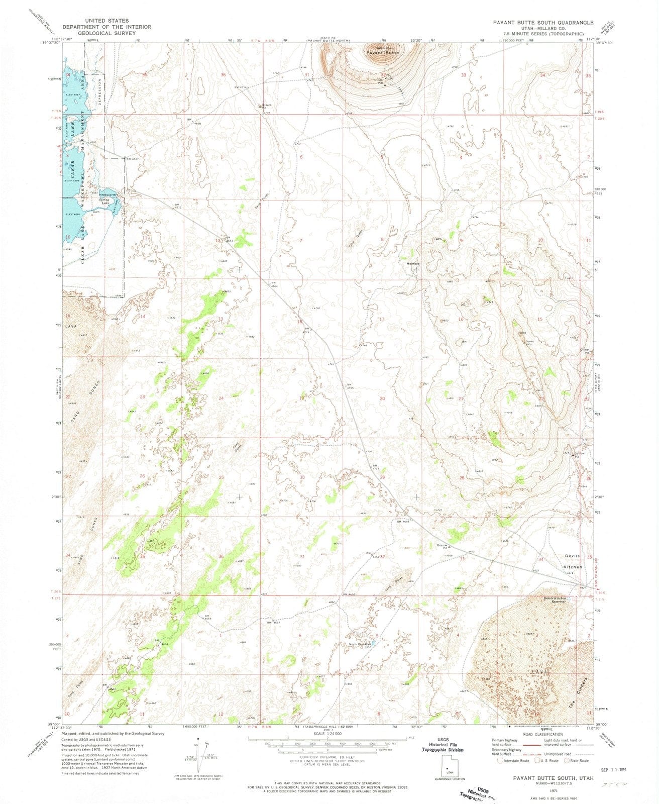 1971 Pavant Butte South, UT - Utah - USGS Topographic Map