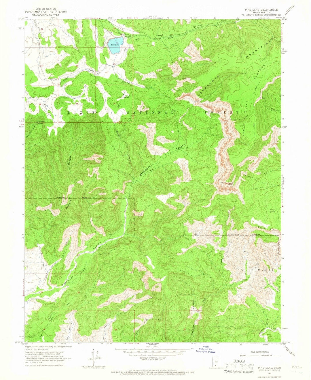 1964 Pine Lake, UT - Utah - USGS Topographic Map