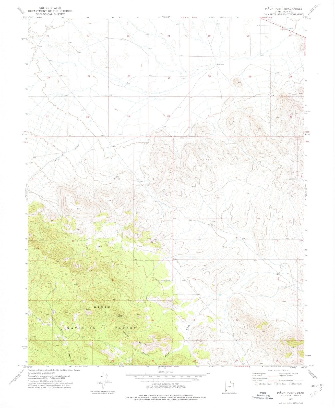 1972 Pinon Point, UT - Utah - USGS Topographic Map