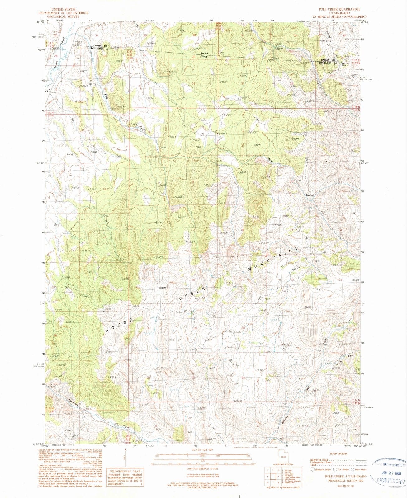 1990 Pole Creek, UT - Utah - USGS Topographic Map