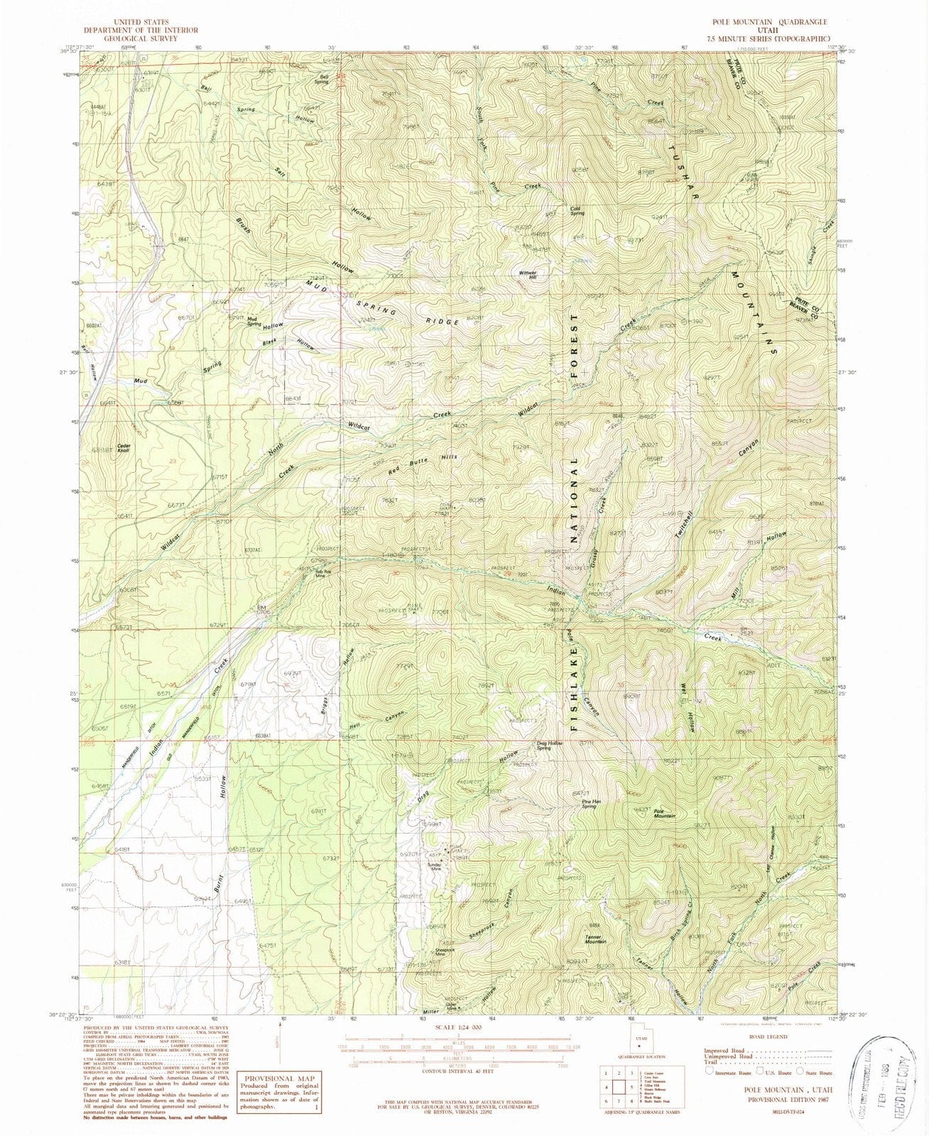 1987 Pole Mountain, UT - Utah - USGS Topographic Map
