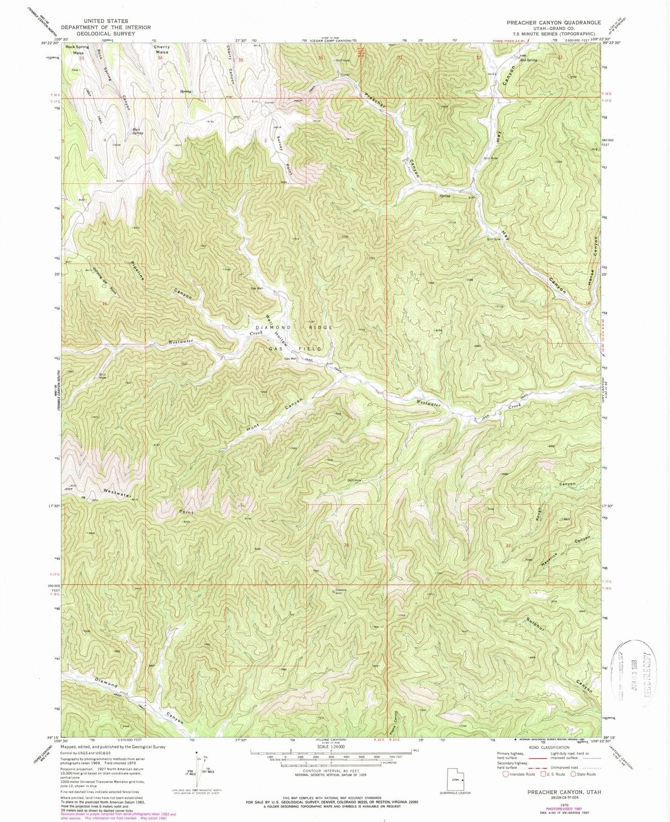 1970 Preacher Canyon, UT - Utah - USGS Topographic Map