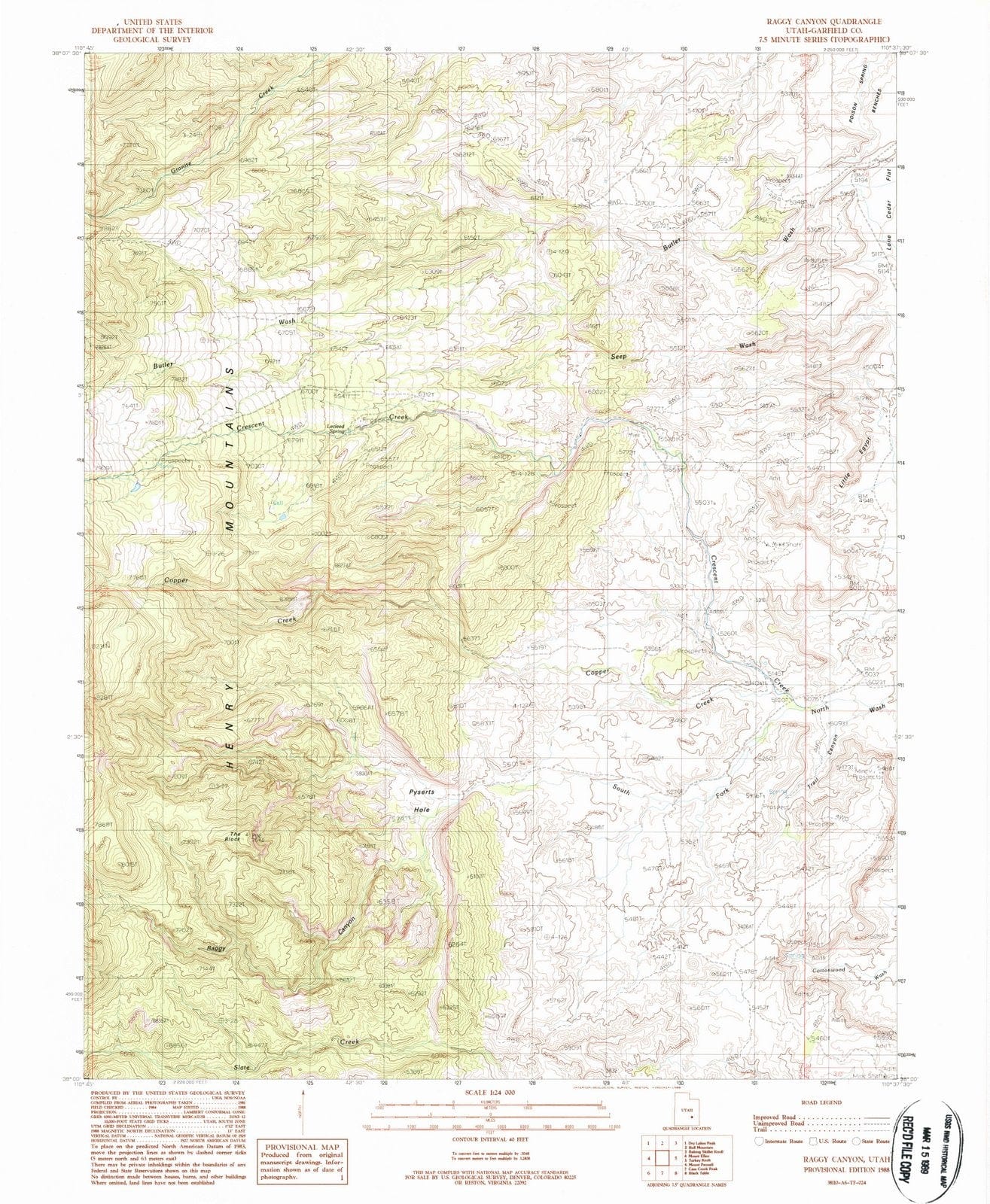 1988 Raggy Canyon, UT - Utah - USGS Topographic Map