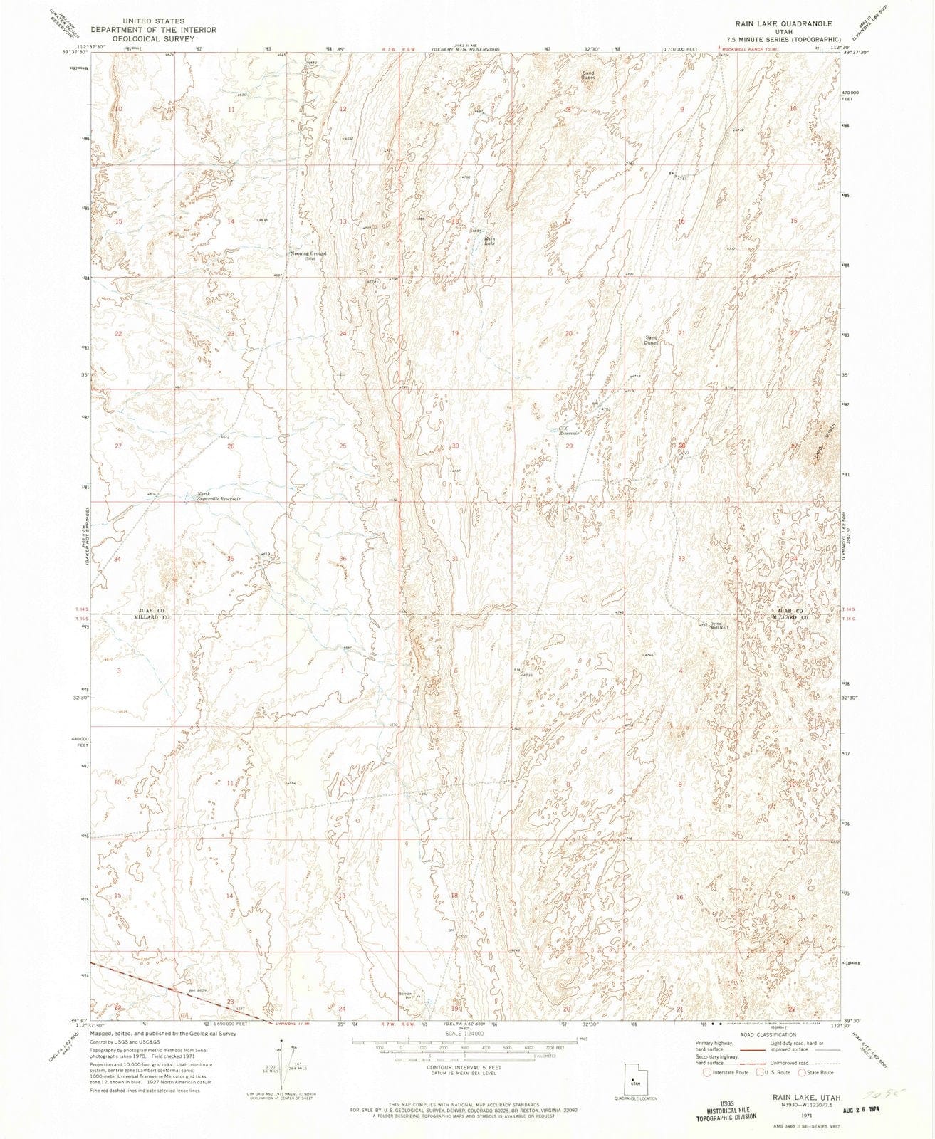 1971 Rain Lake, UT - Utah - USGS Topographic Map