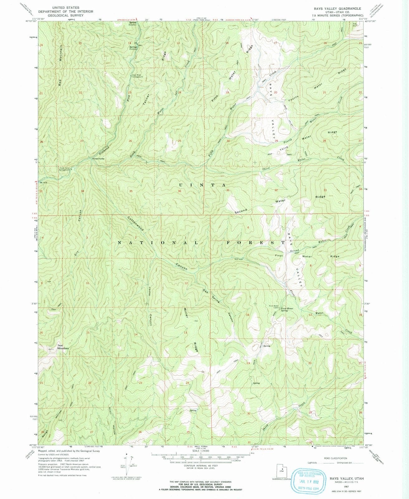 1967 Rays Valley, UT - Utah - USGS Topographic Map