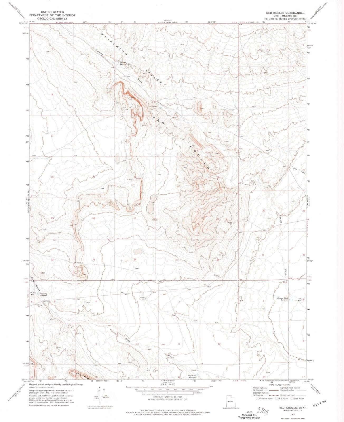 1972 Red Knolls, UT - Utah - USGS Topographic Map
