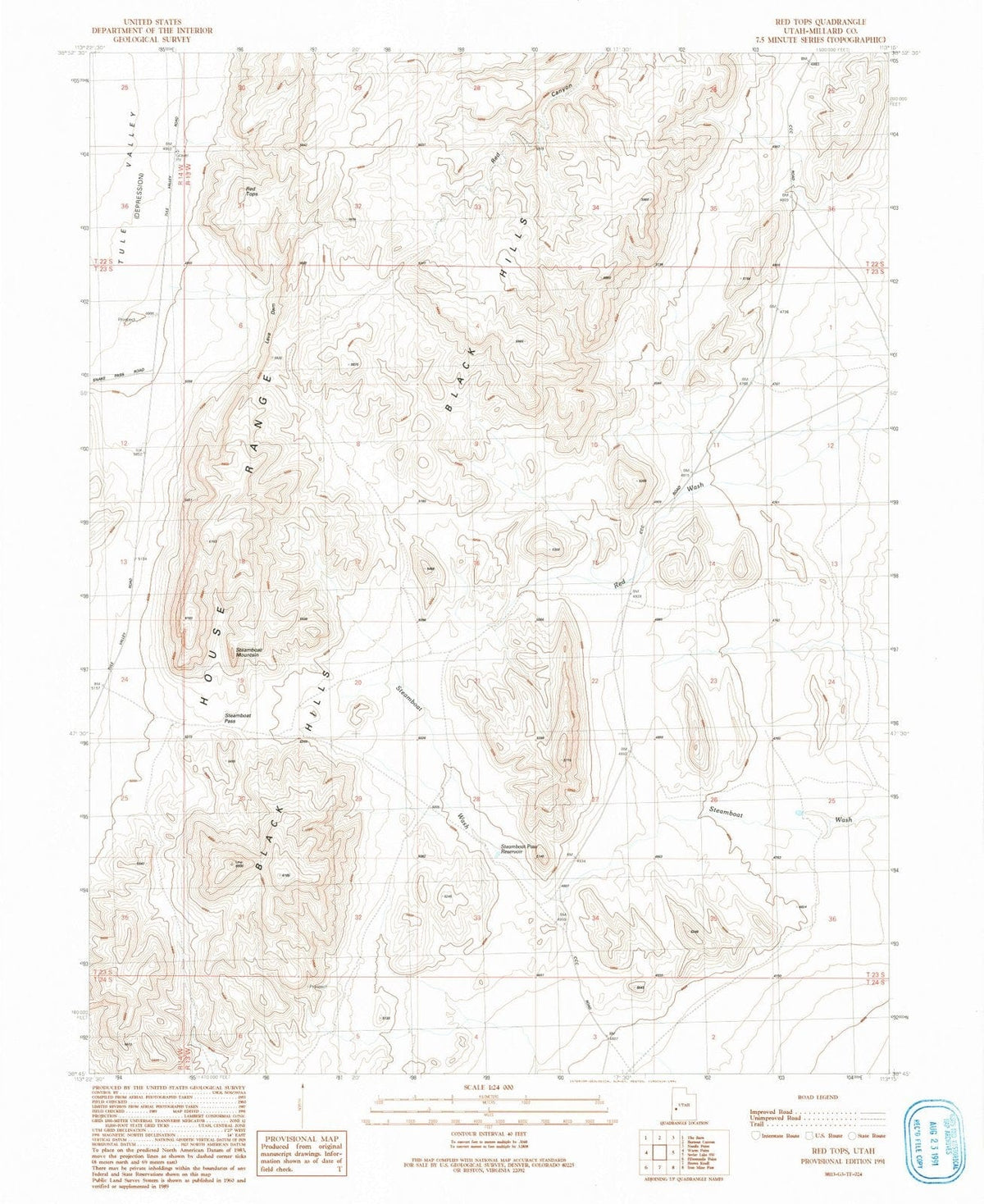 1991 Red Tops, UT - Utah - USGS Topographic Map