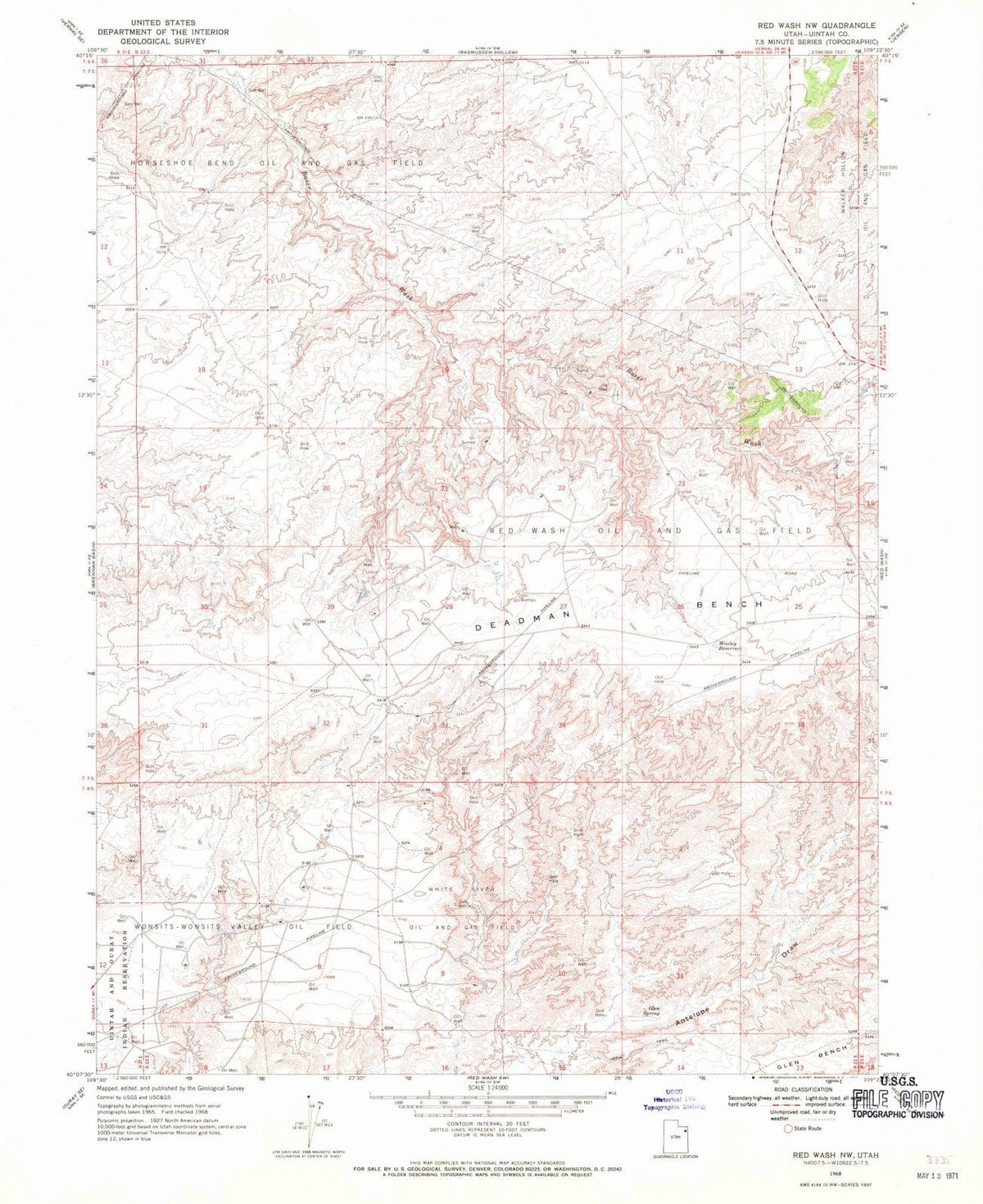 1968 Red Wash, UT - Utah - USGS Topographic Map
