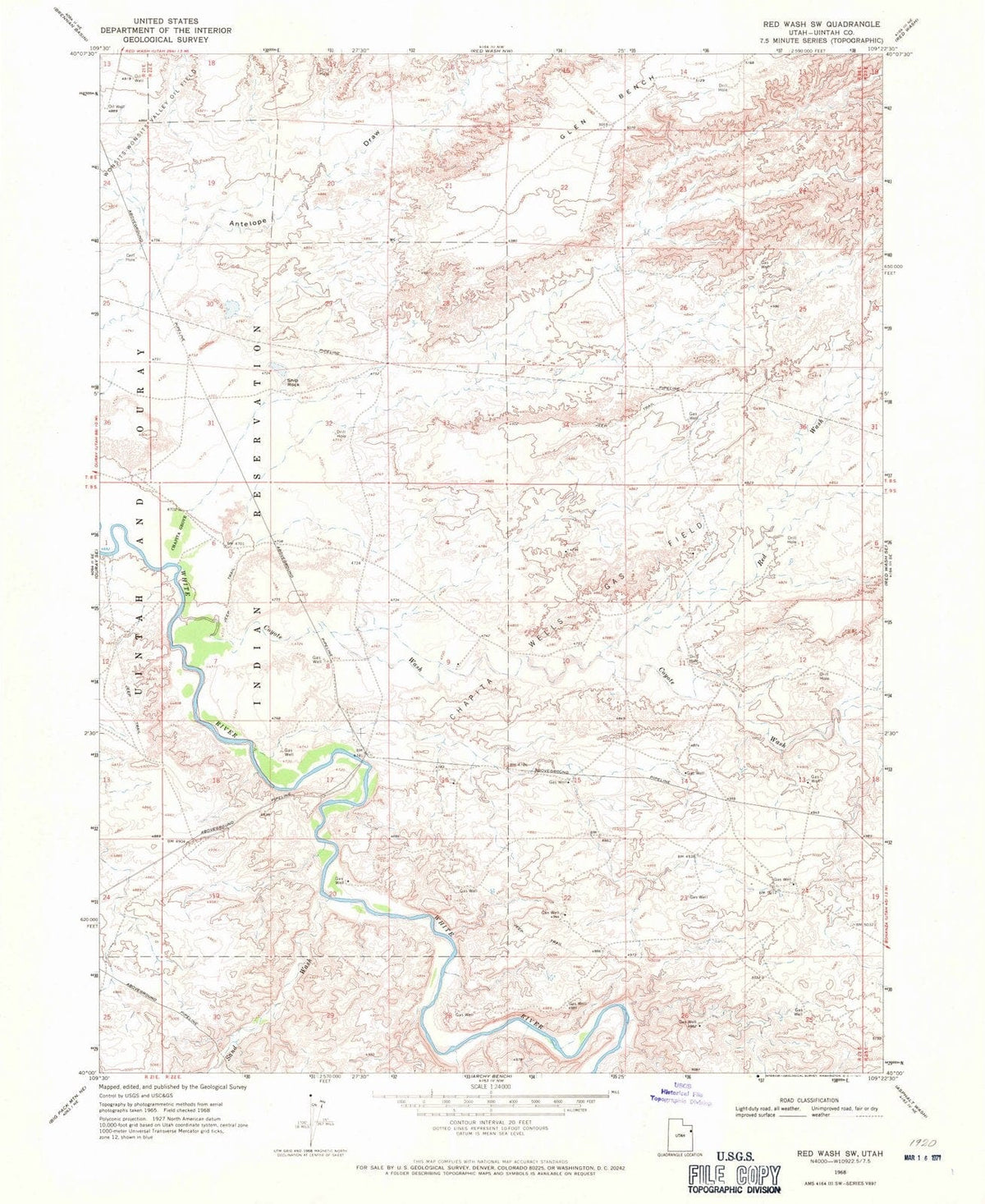 1968 Red Wash, UT - Utah - USGS Topographic Map v3