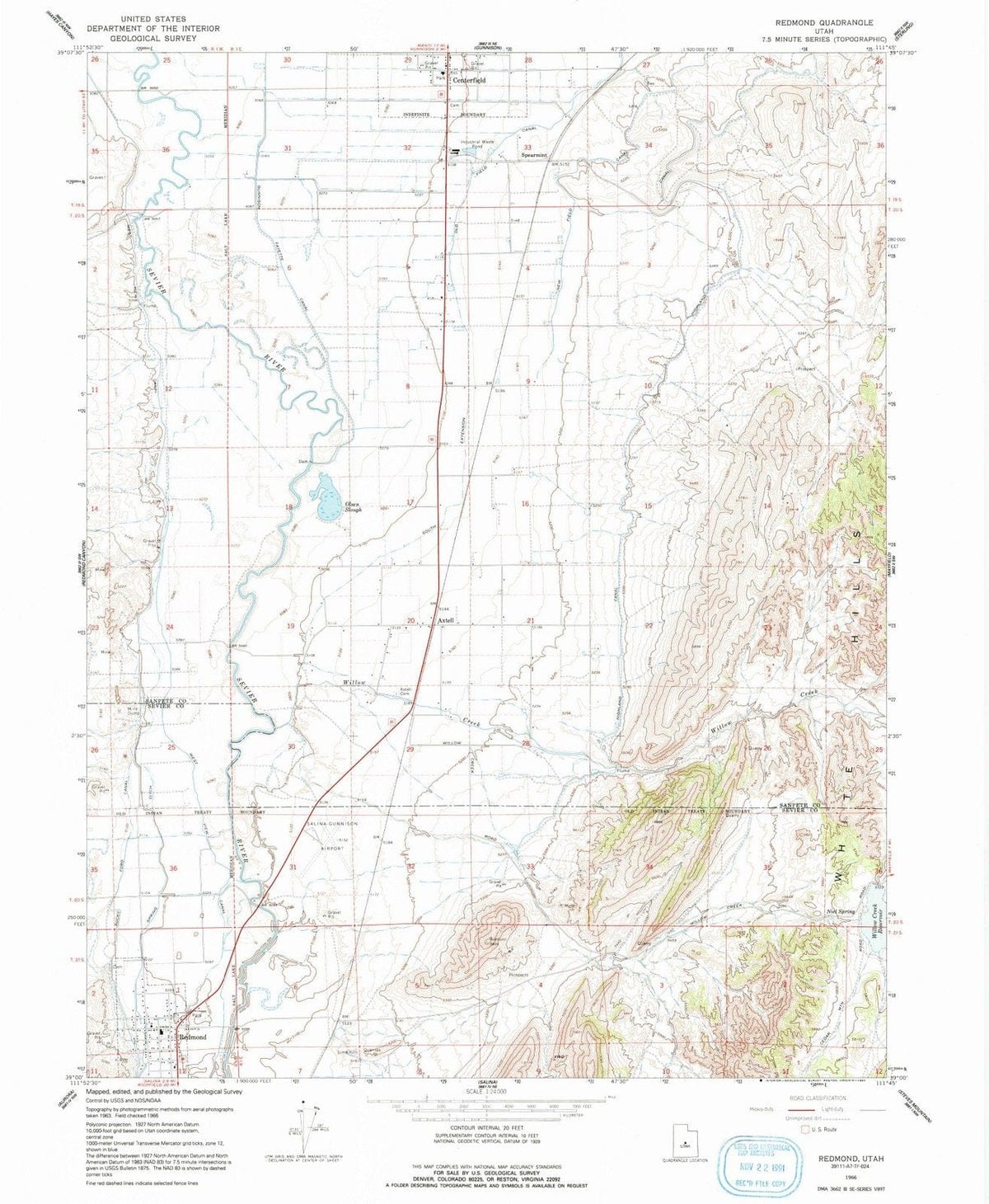 1966 Redmond, UT - Utah - USGS Topographic Map