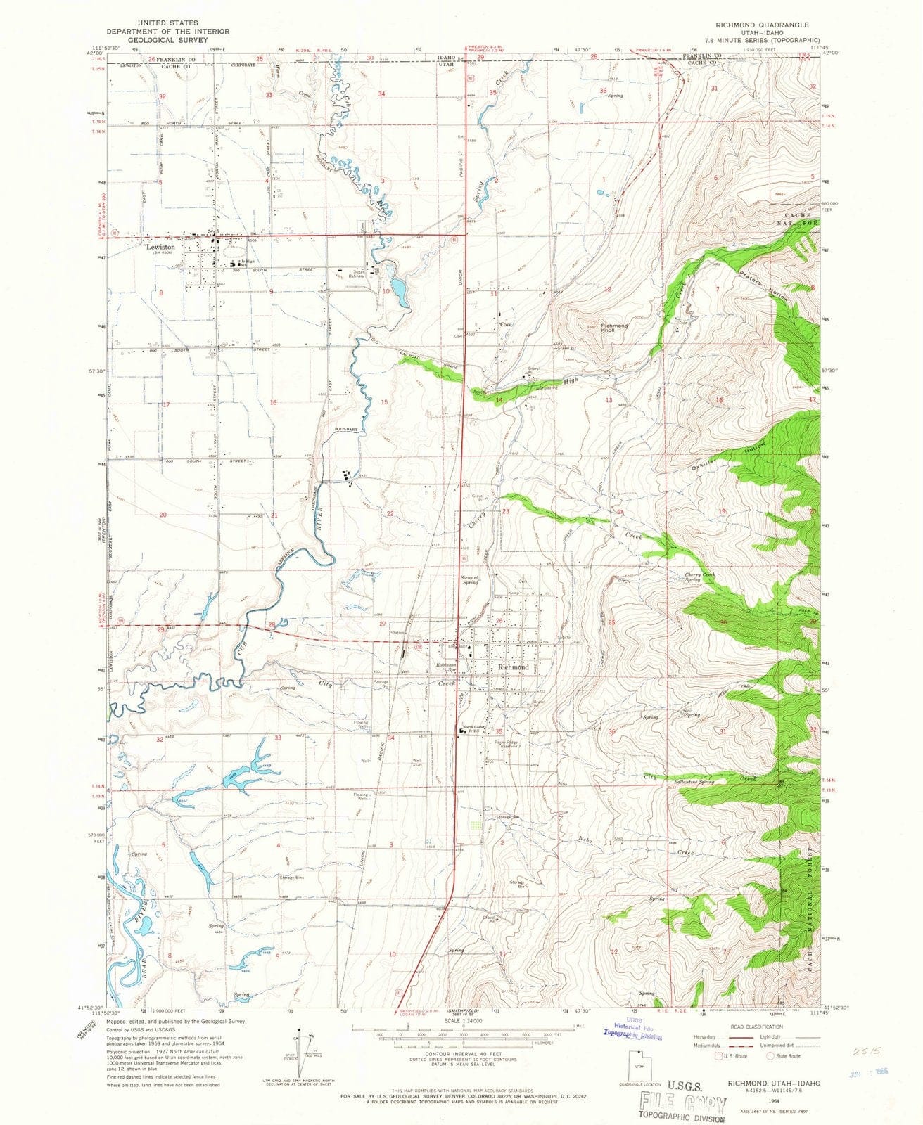 1964 Richmond, UT - Utah - USGS Topographic Map