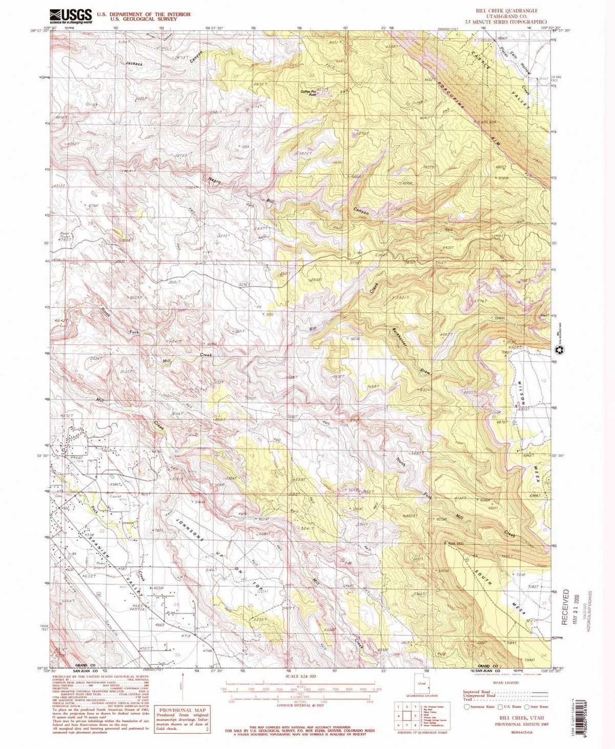 1985 Rill Creek, UT - Utah - USGS Topographic Map