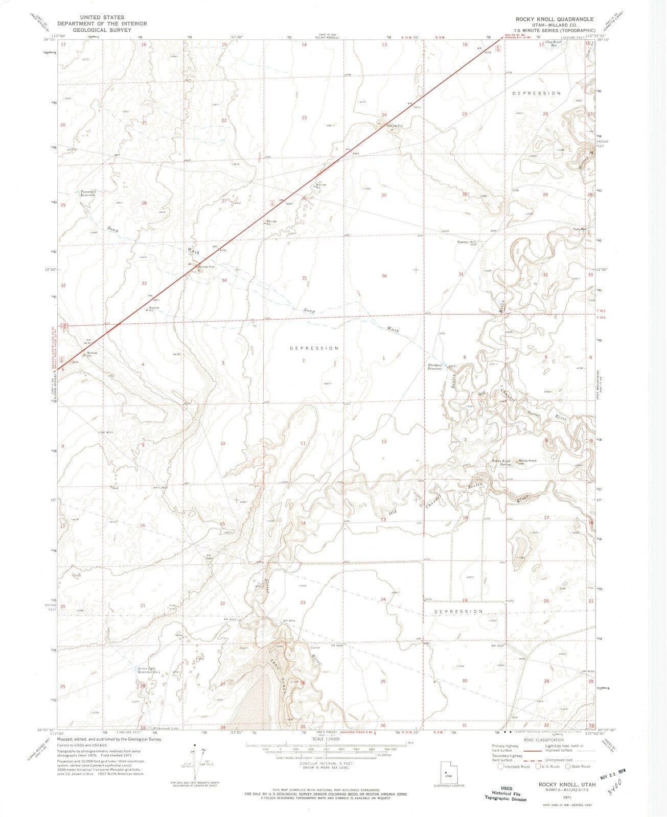 1971 Rocky Knoll, UT - Utah - USGS Topographic Map