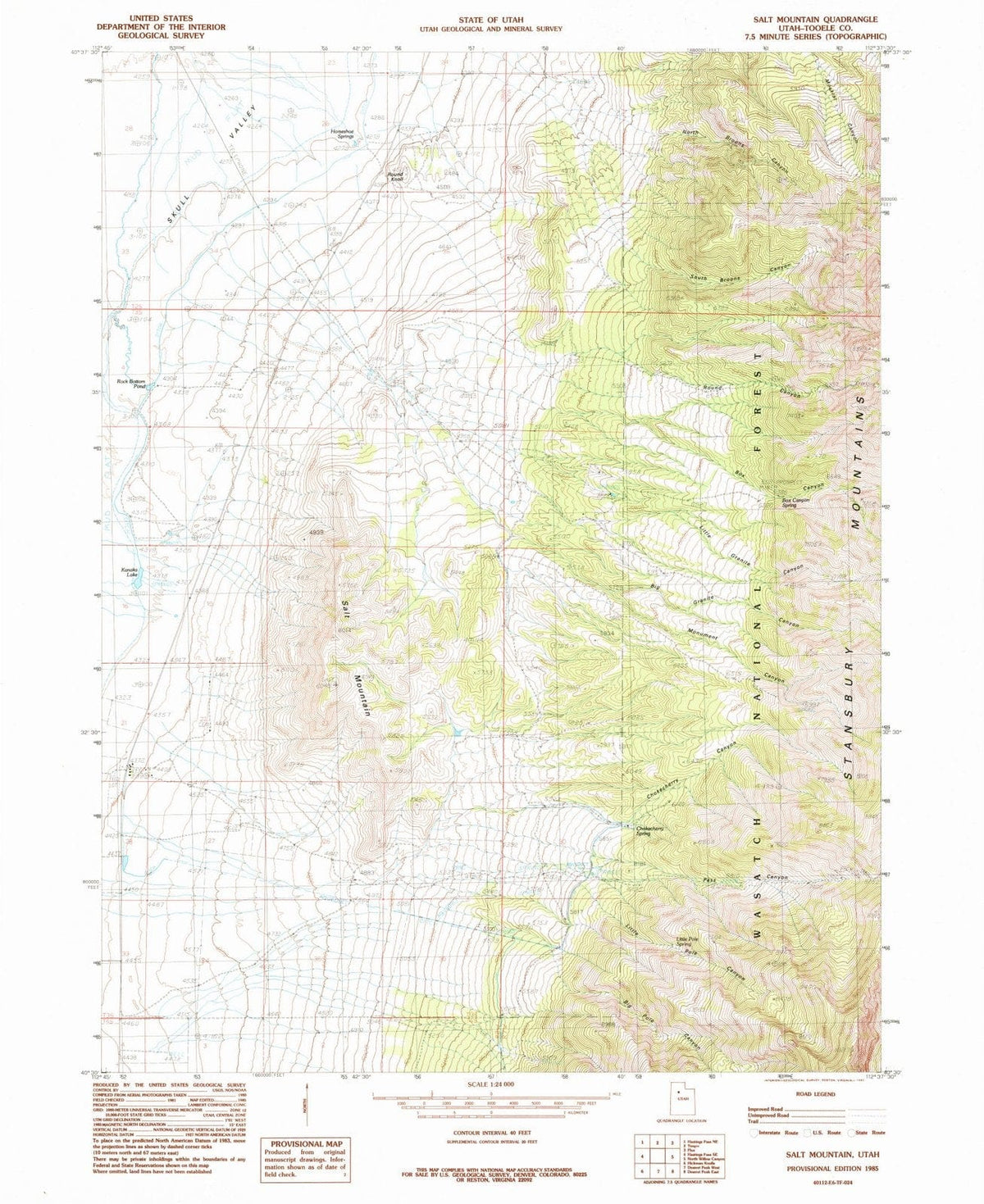 1985 Salt Mountain, UT - Utah - USGS Topographic Map