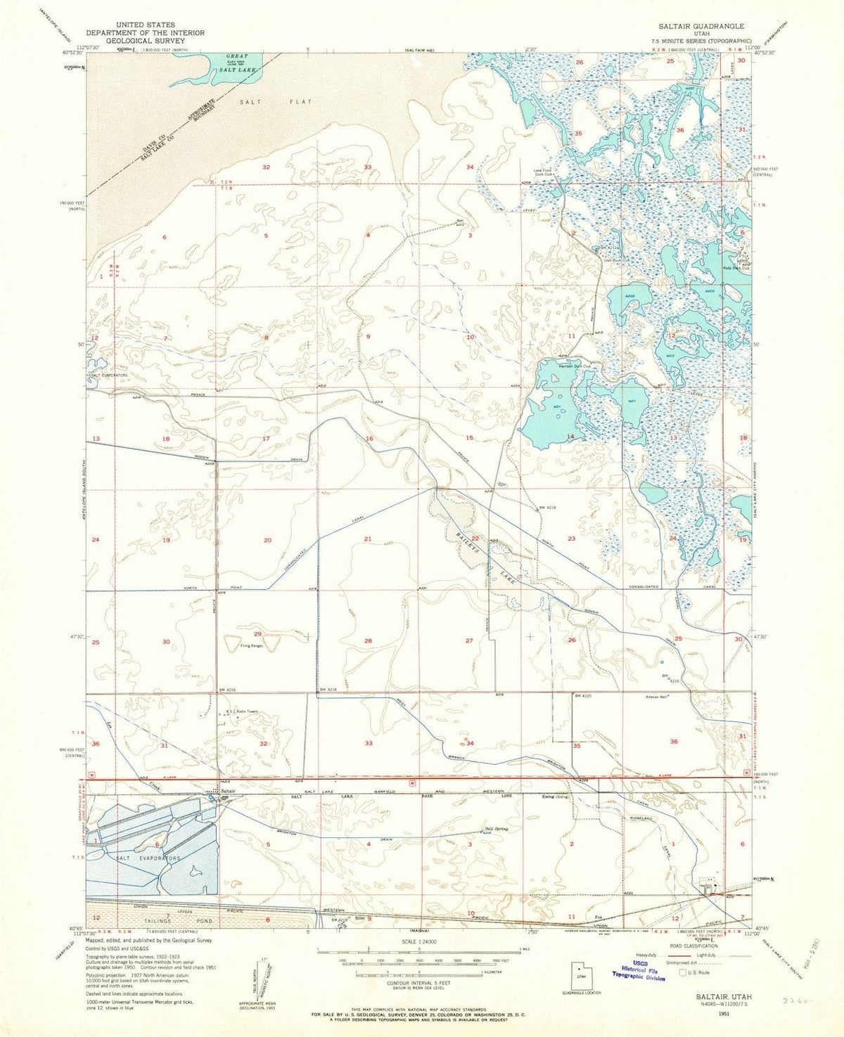 1951 Saltair, UT - Utah - USGS Topographic Map