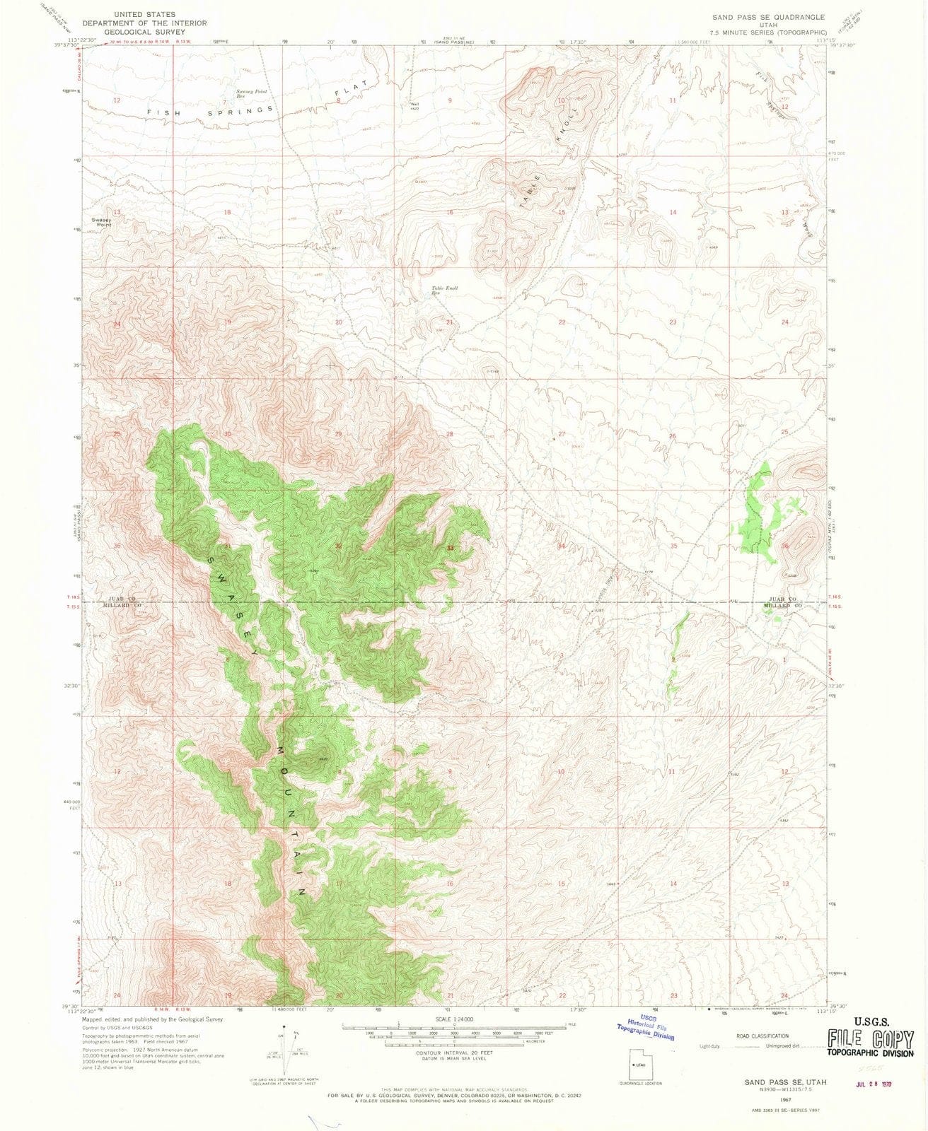 1967 Sand Pass, UT - Utah - USGS Topographic Map v3