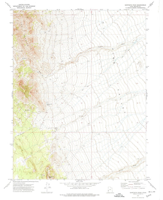 1971 Sawtooth Peak, UT - Utah - USGS Topographic Map
