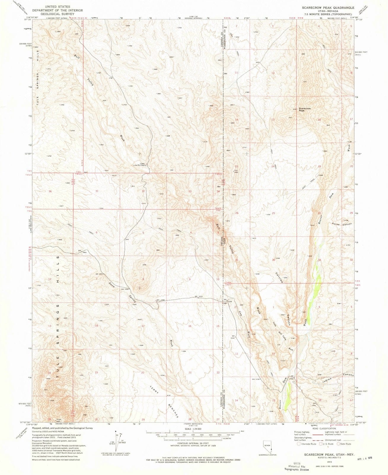 1973 Scarecrow Peak, UT - Utah - USGS Topographic Map