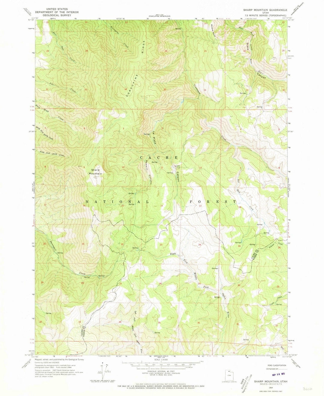 1964 Sharp Mountain, UT - Utah - USGS Topographic Map