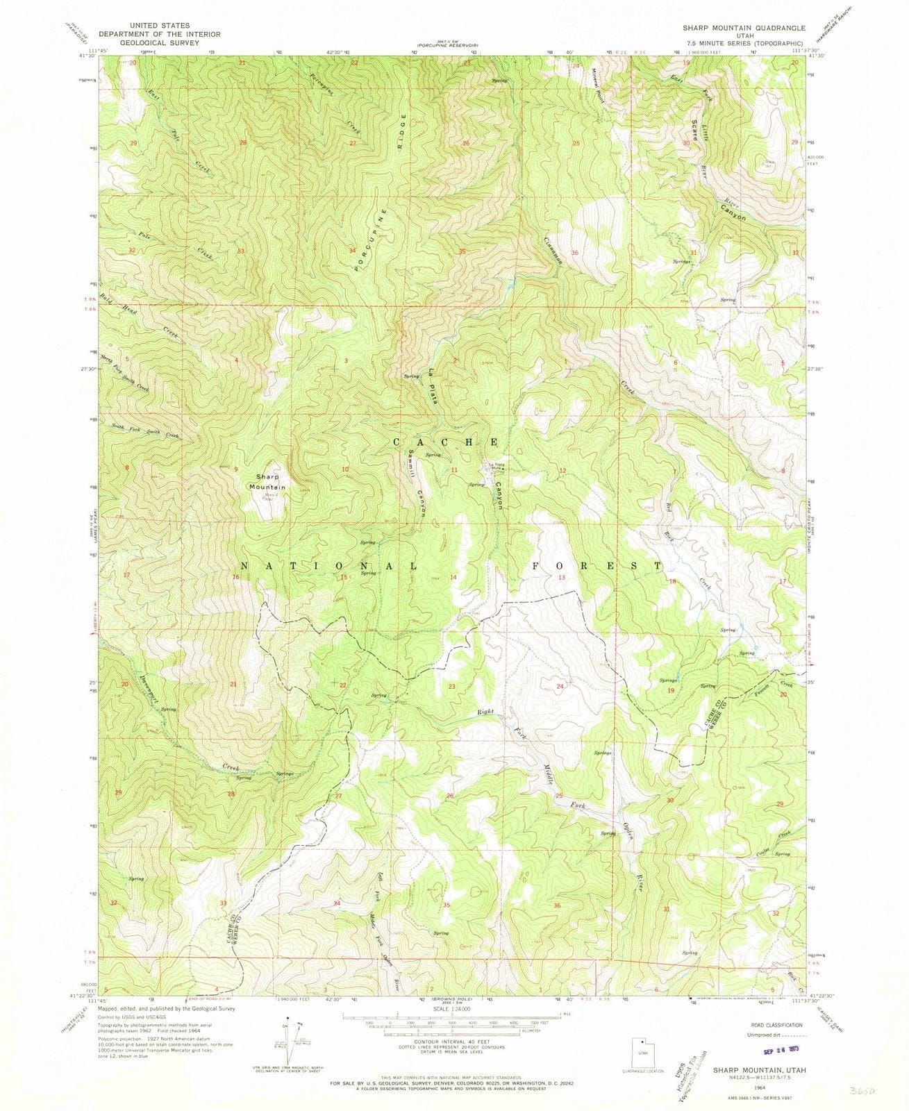 1964 Sharp Mountain, UT - Utah - USGS Topographic Map
