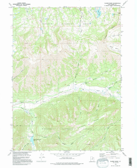 1972 Slader Basin, UT - Utah - USGS Topographic Map