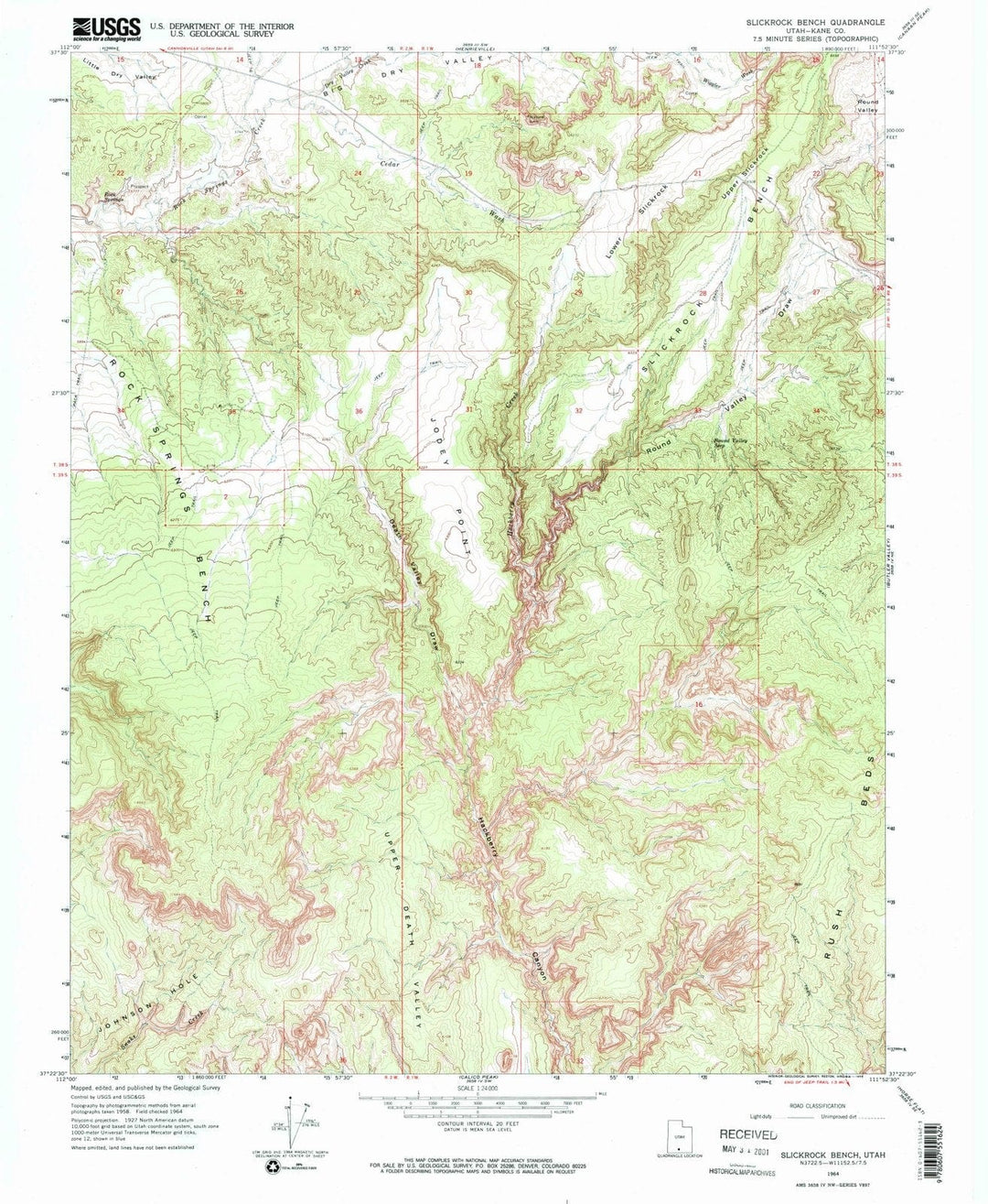 1964 Slickrock Bench, UT - Utah - USGS Topographic Map