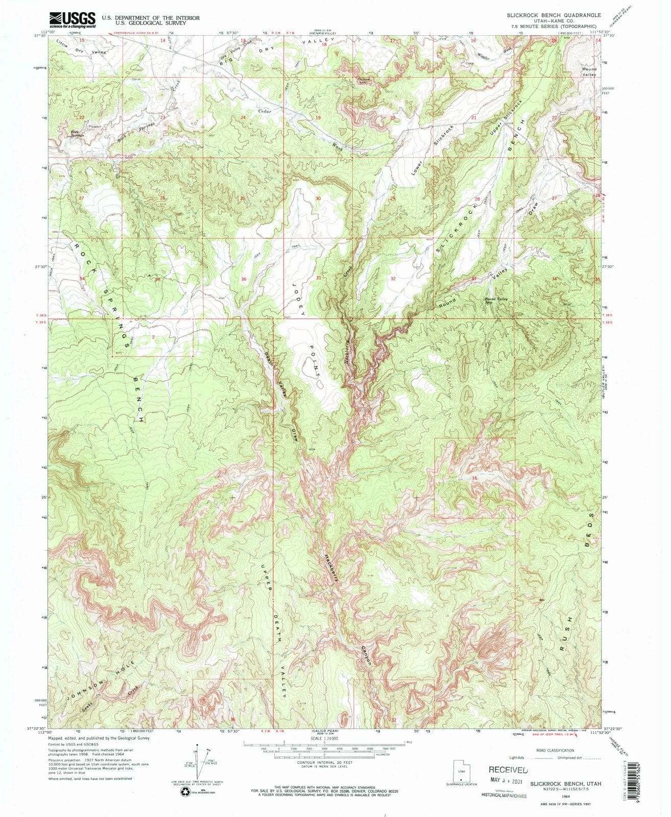 1964 Slickrock Bench, UT - Utah - USGS Topographic Map