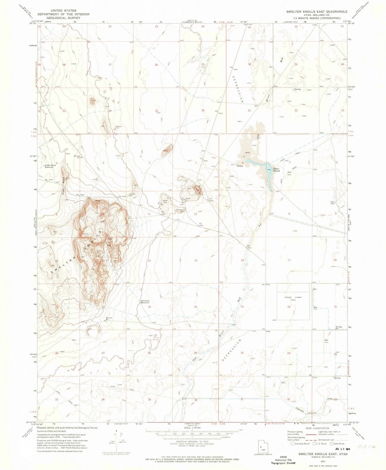 1971 Smelter Knolls East, UT - Utah - USGS Topographic Map
