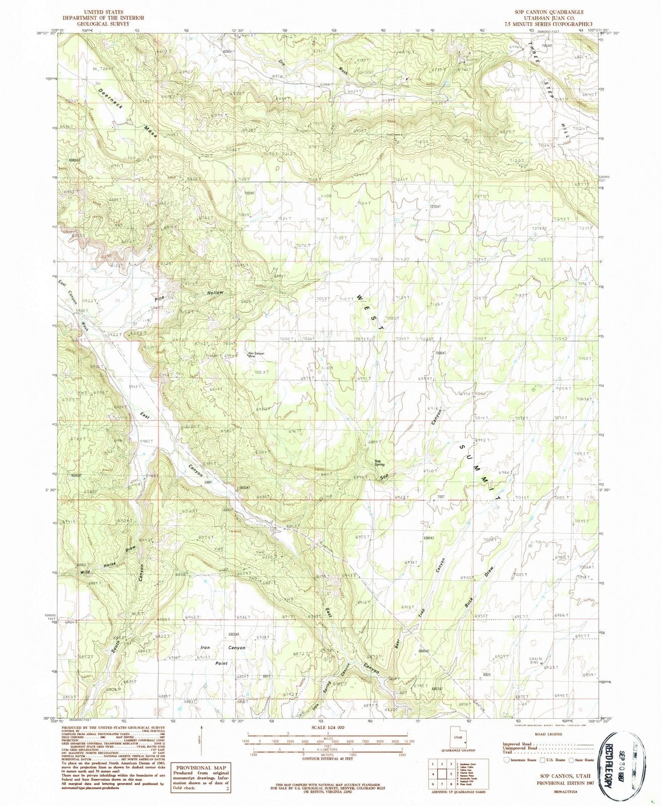 1987 SOP Canyon, UT - Utah - USGS Topographic Map