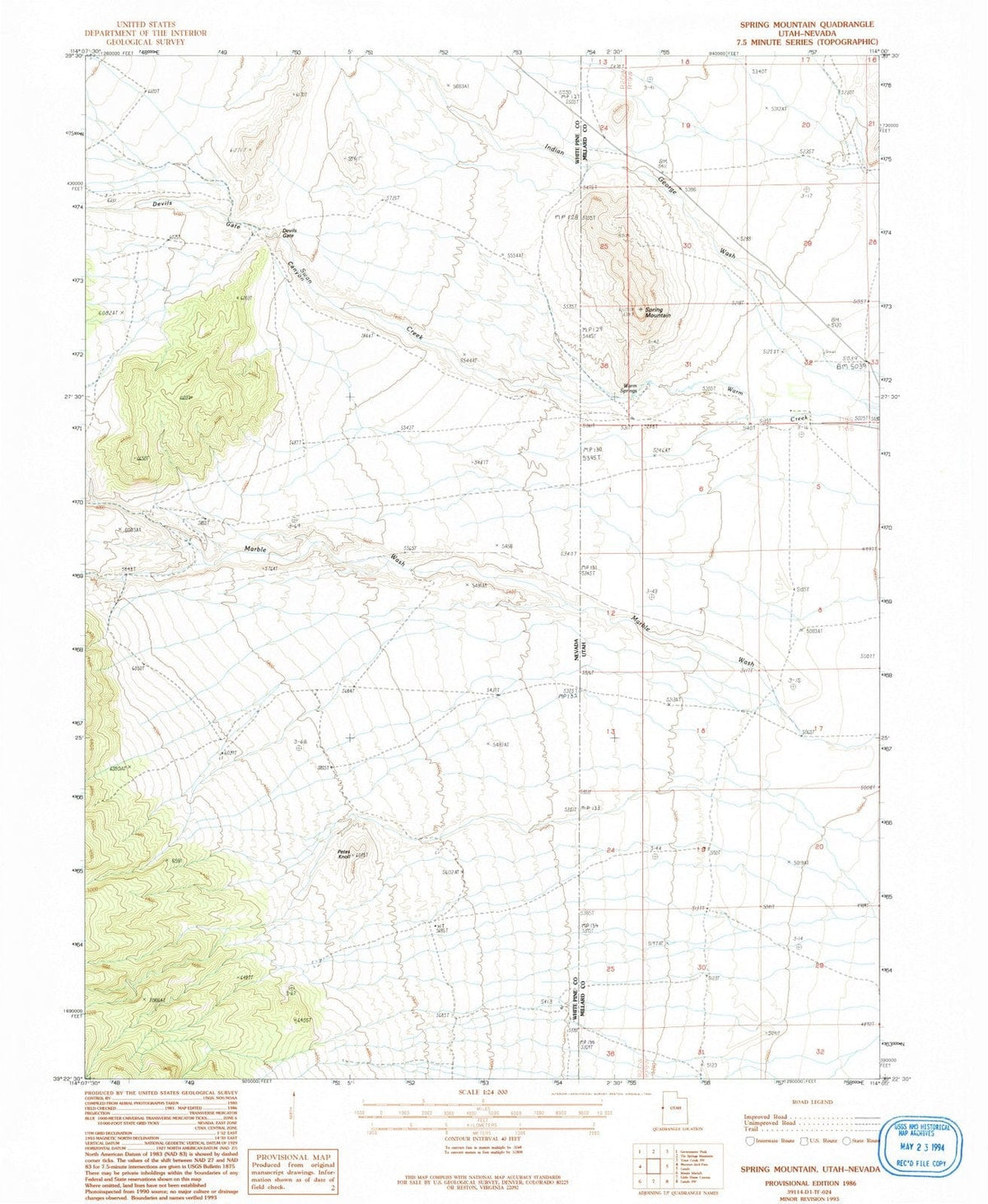 1986 Spring Mountain, UT - Utah - USGS Topographic Map
