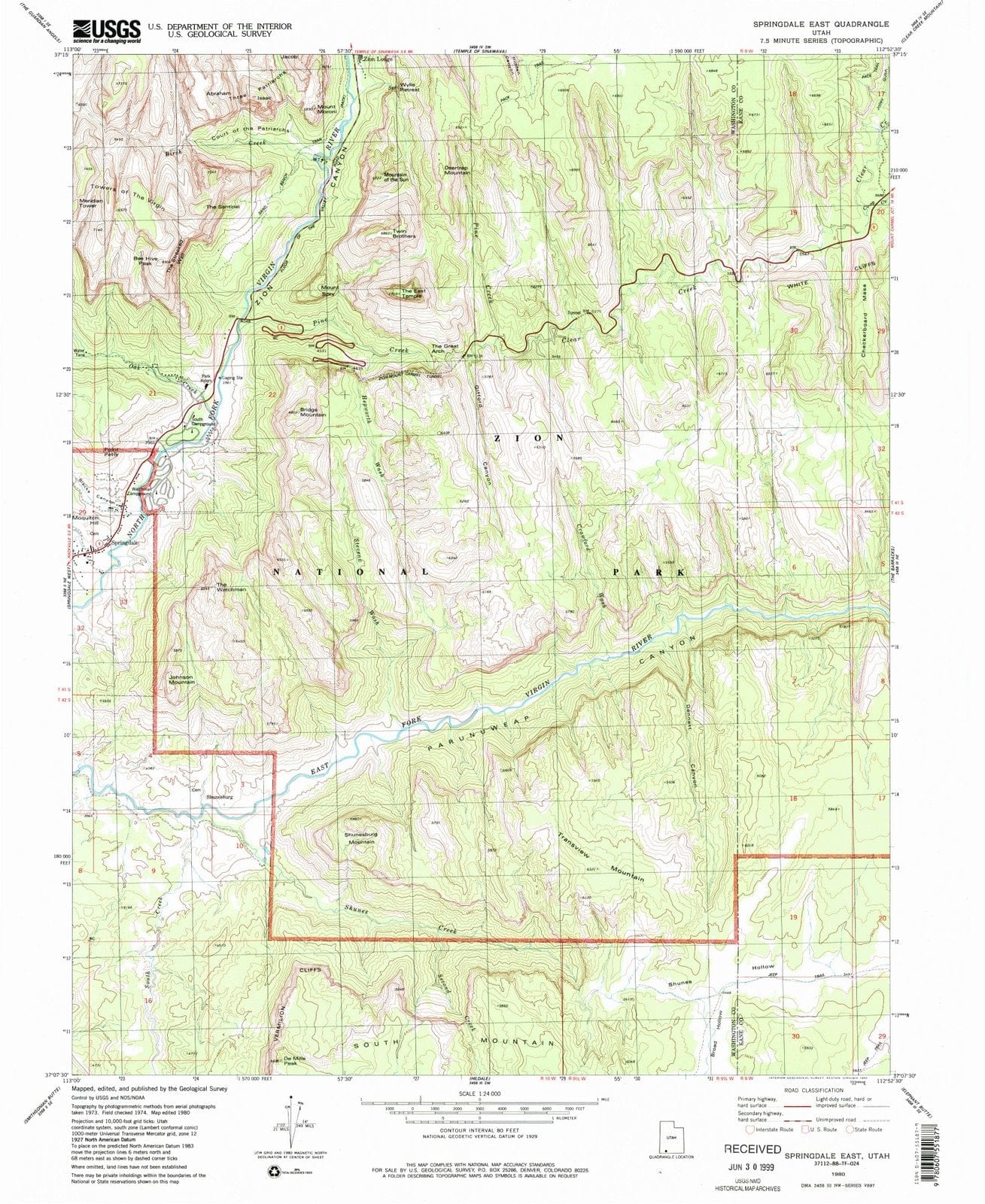 1980 Springdale East, UT - Utah - USGS Topographic Map