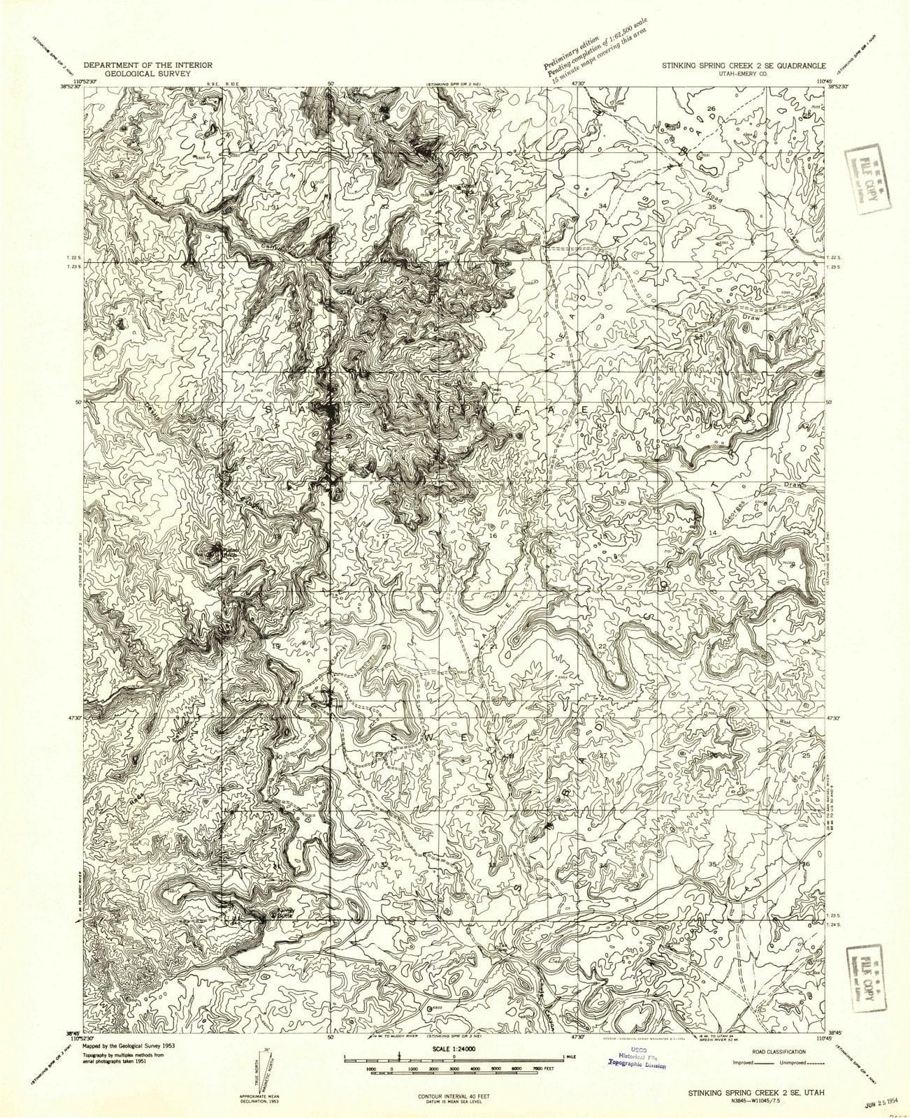 1953 Stinking Spring Creek 2, UT - Utah - USGS Topographic Map