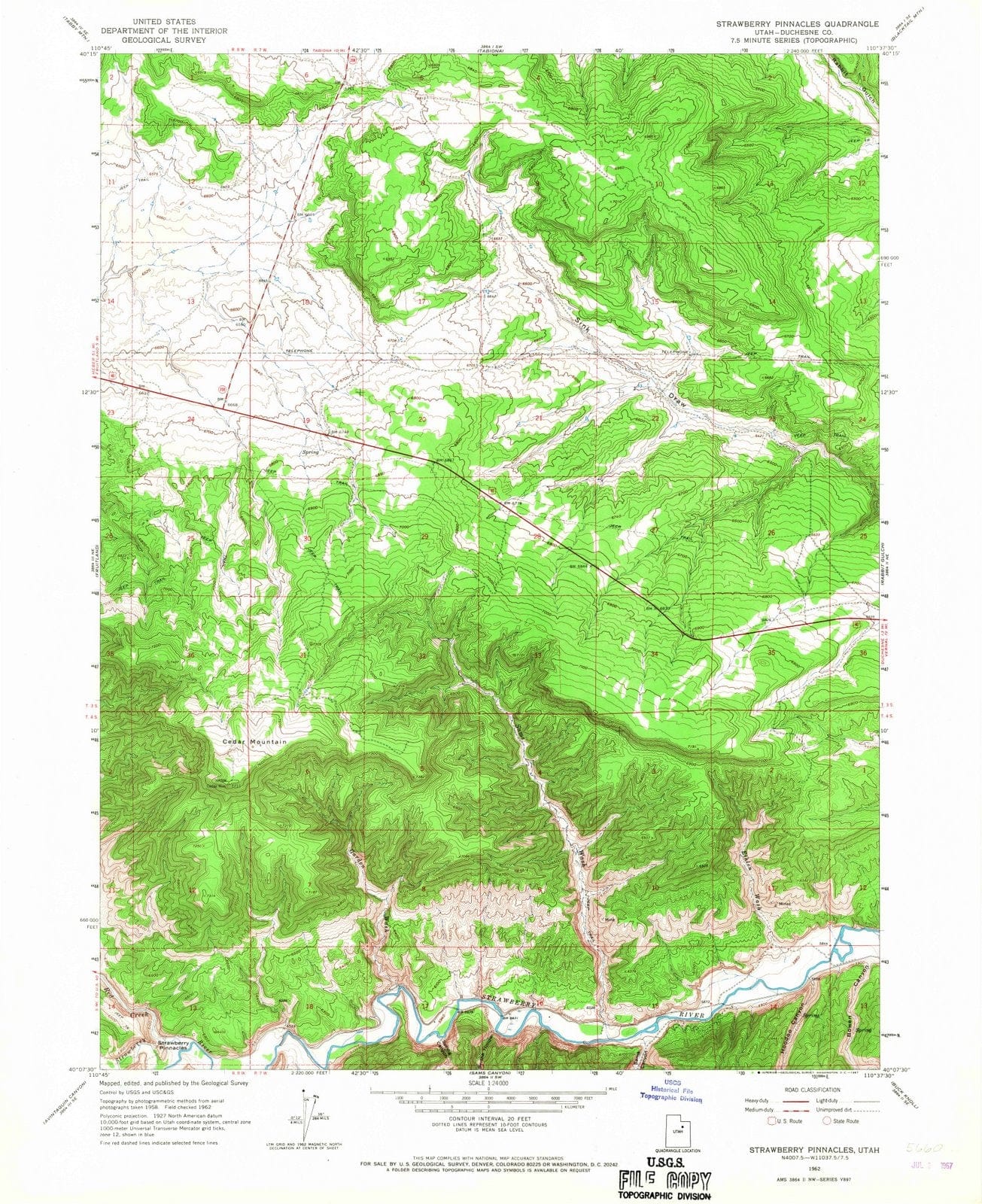1962 Strawberry Pinnacles, UT - Utah - USGS Topographic Map