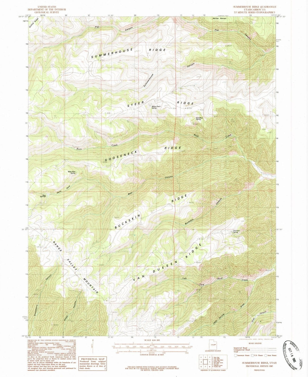 1985 Summerhouse Ridge, UT - Utah - USGS Topographic Map