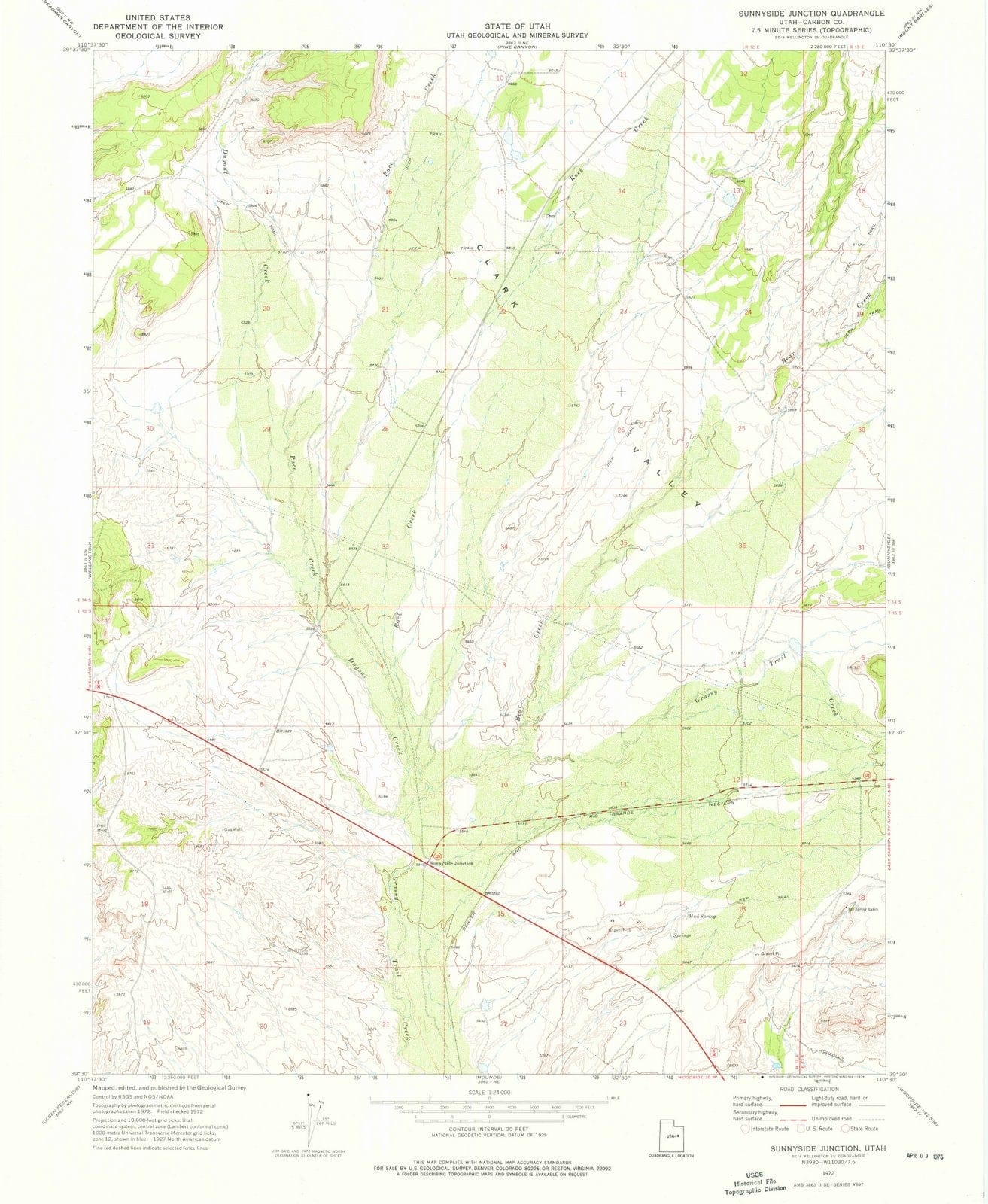 1972 Sunnyside Junction, UT - Utah - USGS Topographic Map
