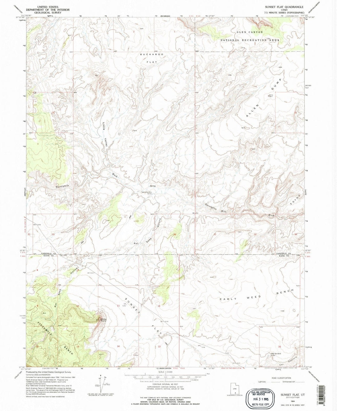 1964 Sunset Flat, UT - Utah - USGS Topographic Map