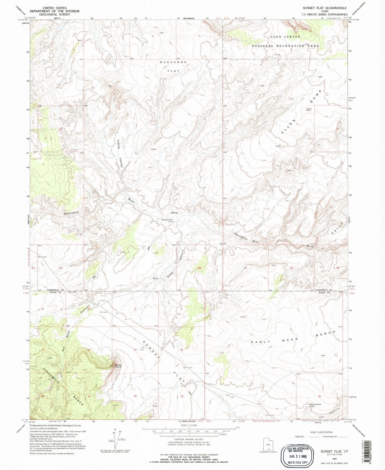 1964 Sunset Flat, UT - Utah - USGS Topographic Map