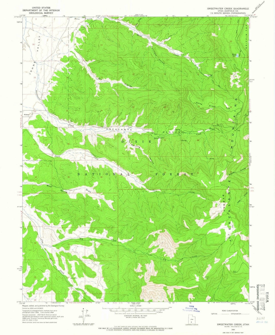1964 Sweetwater Creek, UT - Utah - USGS Topographic Map