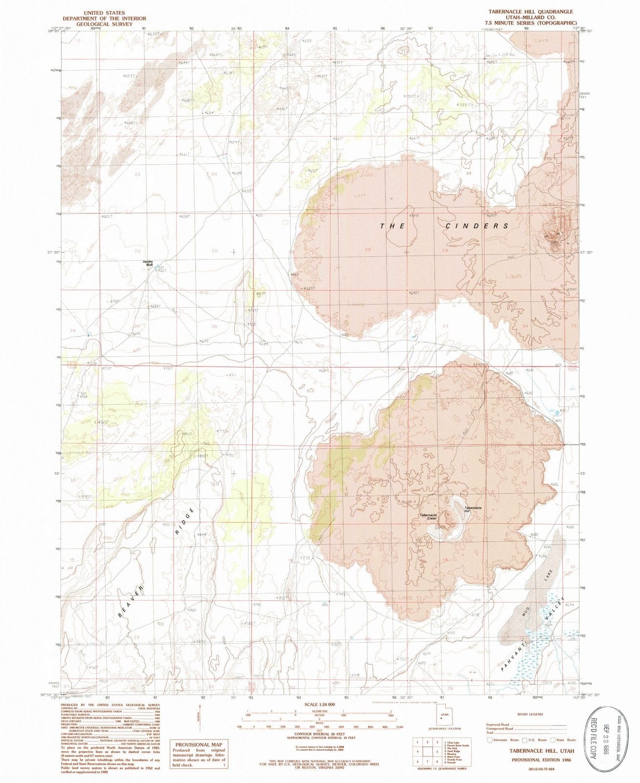 1986 Tabernacle Hill, UT - Utah - USGS Topographic Map