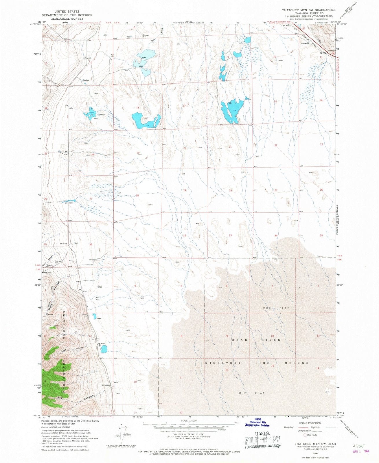 1966 Thatcher Mountain, UT - Utah - USGS Topographic Map