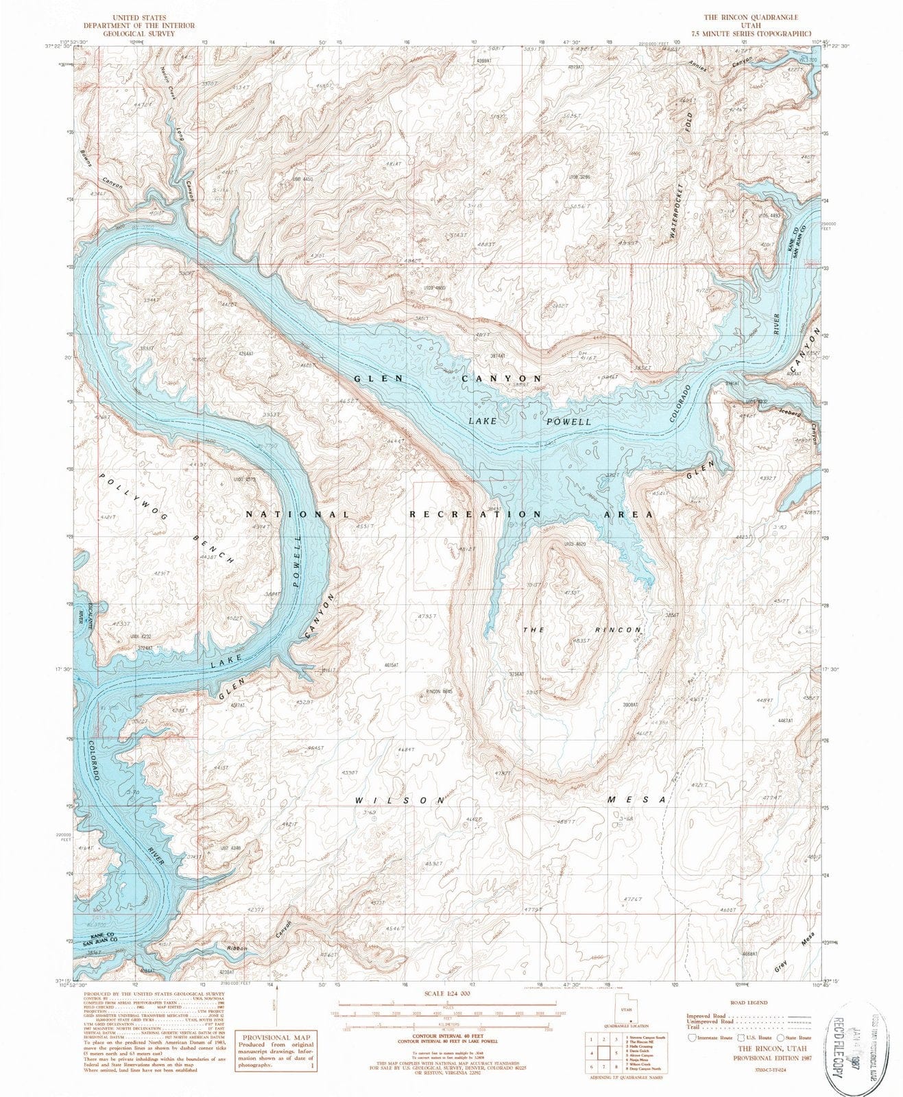 1987 The Rincon, UT - Utah - USGS Topographic Map v2